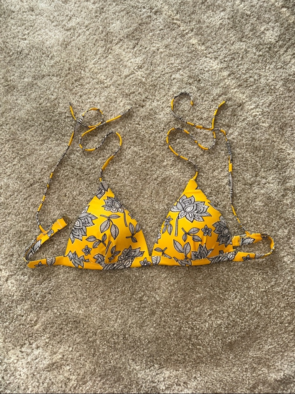 California Waves Yellow Floral Bikini Top